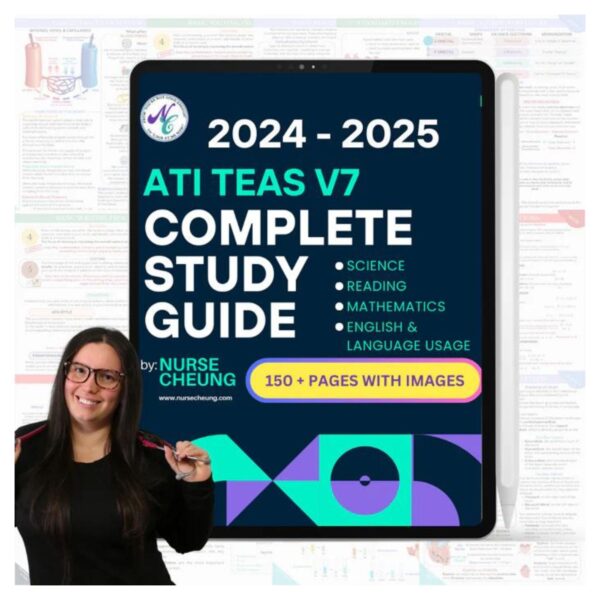 Complete ATI TEAS V7 Study Guide 2024 - 2025 by Nardab with 170 + Practice Test Questions and Answers