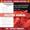 Solution Manual - for Basic Transport Phenomena in Biomedical Engineering 4th Edition (Fournier, 2018)