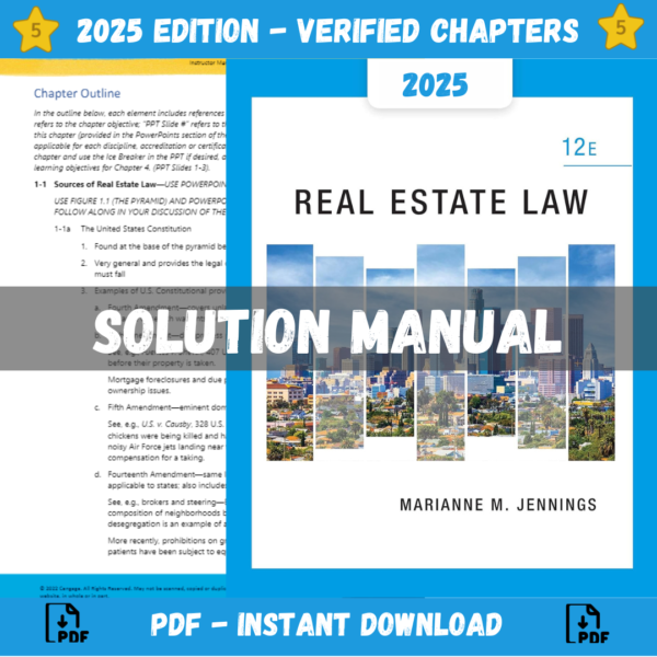 Solution Manual - Real Estate Law 12th Edition (Sawyers, 2021)