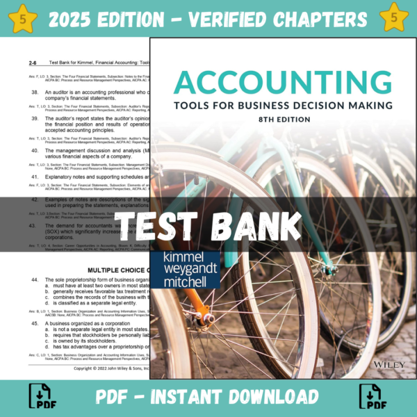 Test bank - Accounting Tools For Business Decision Making 8th Edition (Paul D. Kimmel, 2023)