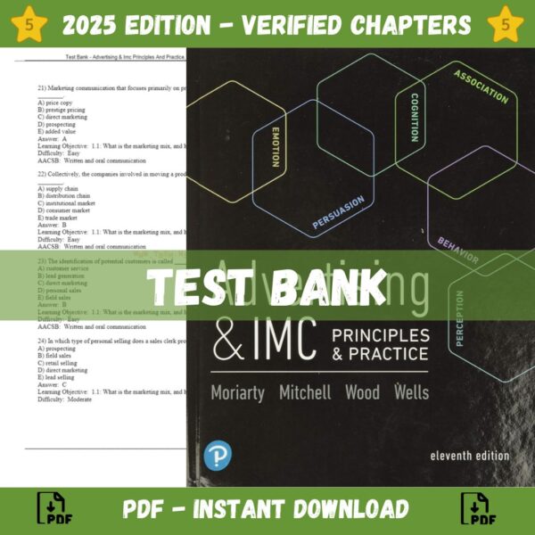 Test Bank - Advertising & Imc Principles And Practice, 11th Edition (Moriarty, 2019) Chapter 1-18